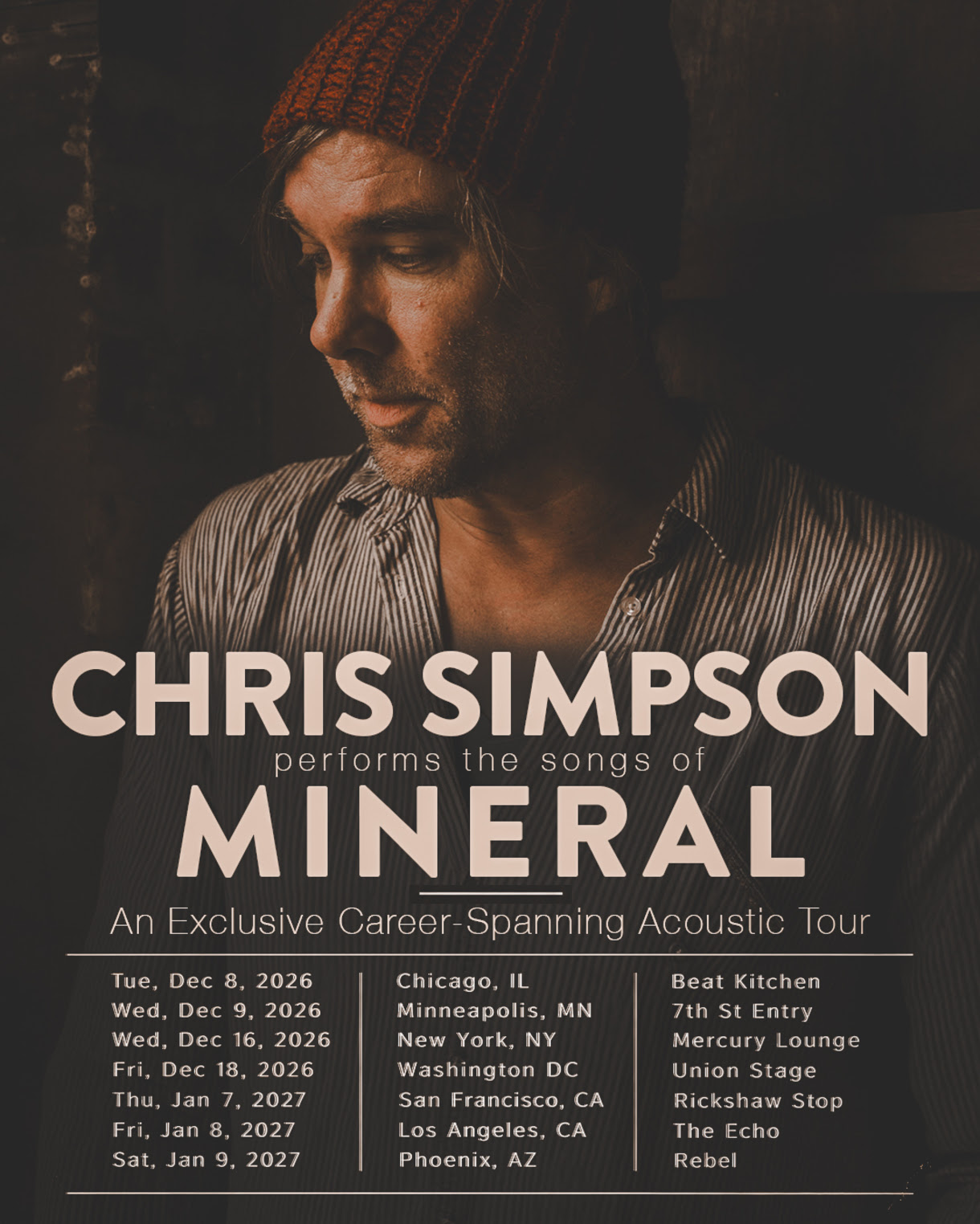 Chris Simpson Of Mineral Performs The Band’s Iconic Catalog This Winter Across The U.S.